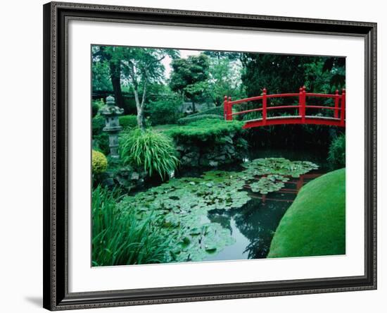 Bridge and Pond of Japanese Style Garden, Kildare, Ireland-Tony Wheeler-Framed Photographic Print