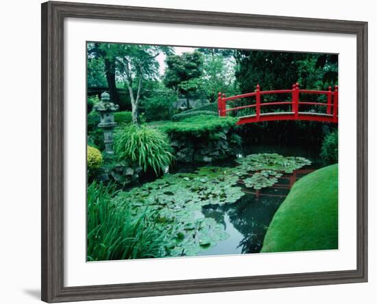 Bridge and Pond of Japanese Style Garden, Kildare, Ireland-Tony Wheeler-Framed Photographic Print