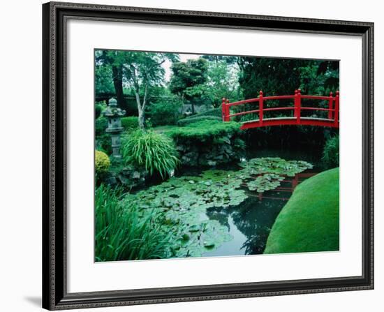 Bridge and Pond of Japanese Style Garden, Kildare, Ireland-Tony Wheeler-Framed Photographic Print