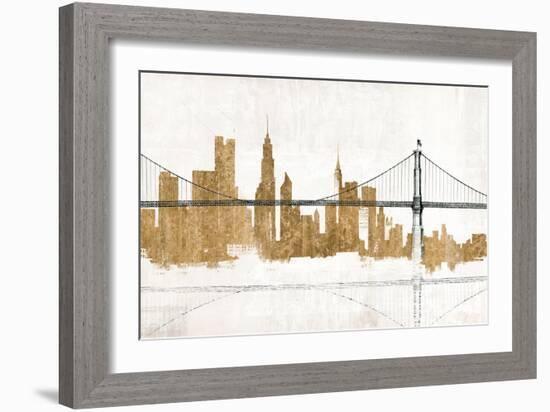 Bridge and Skyline Gold-Avery Tillmon-Framed Art Print