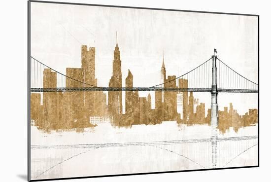 Bridge and Skyline Gold-Avery Tillmon-Mounted Art Print