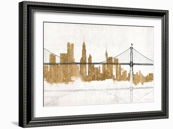 Bridge and Skyline Gold-Avery Tillmon-Framed Art Print