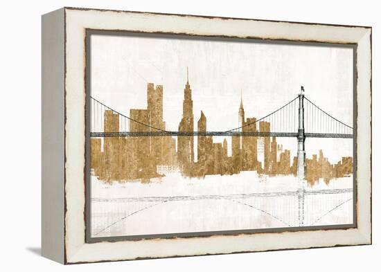 Bridge and Skyline Gold-Avery Tillmon-Framed Stretched Canvas