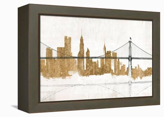 Bridge and Skyline Gold-Avery Tillmon-Framed Stretched Canvas