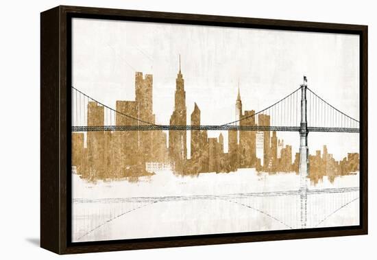 Bridge and Skyline Gold-Avery Tillmon-Framed Stretched Canvas