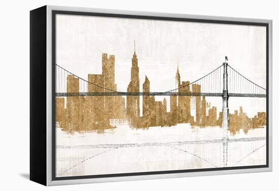 Bridge and Skyline Gold-Avery Tillmon-Framed Stretched Canvas