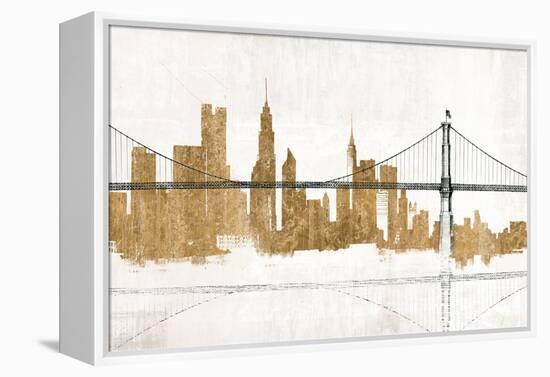 Bridge and Skyline Gold-Avery Tillmon-Framed Stretched Canvas