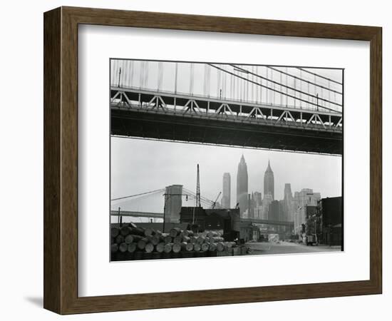 Bridge and Skyline, New York, c. 1945-Brett Weston-Framed Photographic Print