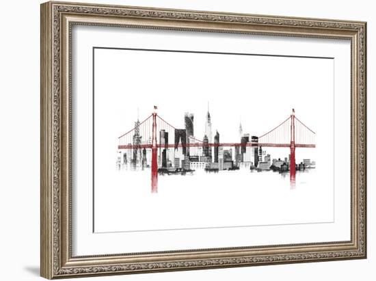 Bridge and Skyline Red-Avery Tillmon-Framed Art Print