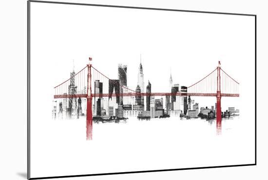 Bridge and Skyline Red-Avery Tillmon-Mounted Art Print