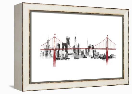 Bridge and Skyline Red-Avery Tillmon-Framed Stretched Canvas