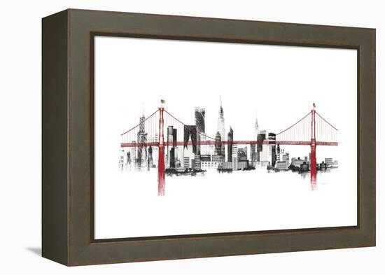 Bridge and Skyline Red-Avery Tillmon-Framed Stretched Canvas