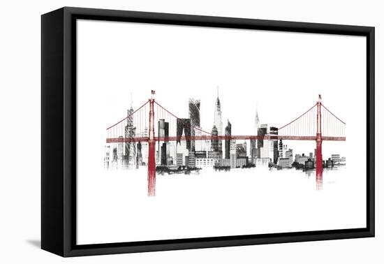 Bridge and Skyline Red-Avery Tillmon-Framed Stretched Canvas