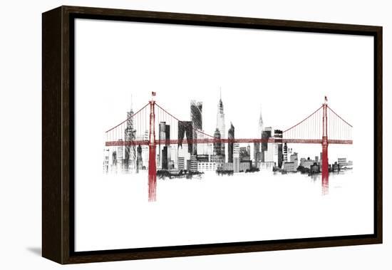 Bridge and Skyline Red-Avery Tillmon-Framed Stretched Canvas