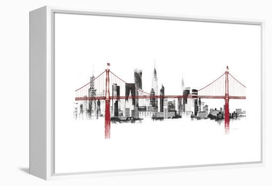 Bridge and Skyline Red-Avery Tillmon-Framed Stretched Canvas