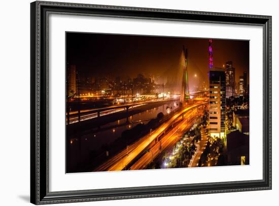 Bridge At Night In Sao Paulo-CelsoDiniz-Framed Art Print