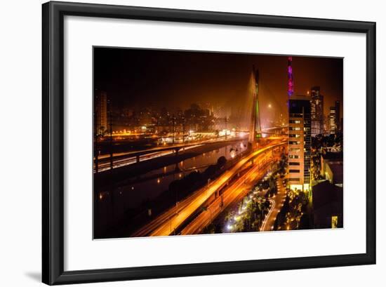 Bridge At Night In Sao Paulo-CelsoDiniz-Framed Art Print