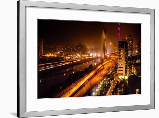 Bridge At Night In Sao Paulo-CelsoDiniz-Framed Art Print