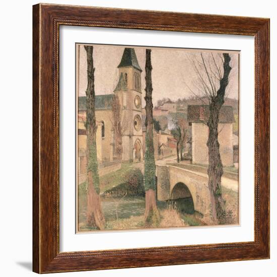 Bridge, Church and School at La Bastide-Henri Martin-Framed Giclee Print