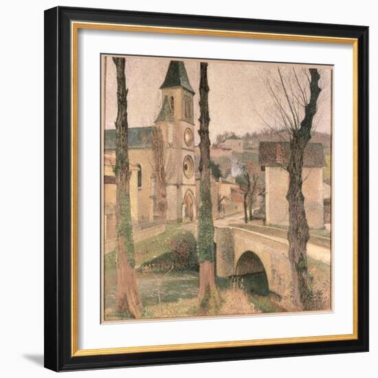 Bridge, Church and School at La Bastide-Henri Martin-Framed Giclee Print