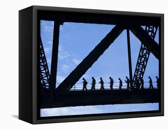 Bridge Climb Participants in Silhouette, Sydney Harbour Bridge, Sydney, New South Wales, Australia-Ken Gillham-Framed Premier Image Canvas