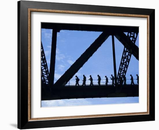 Bridge Climb Participants in Silhouette, Sydney Harbour Bridge, Sydney, New South Wales, Australia-Ken Gillham-Framed Photographic Print