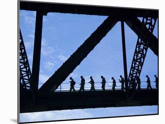 Bridge Climb Participants in Silhouette, Sydney Harbour Bridge, Sydney, New South Wales, Australia-Ken Gillham-Mounted Photographic Print