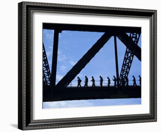 Bridge Climb Participants in Silhouette, Sydney Harbour Bridge, Sydney, New South Wales, Australia-Ken Gillham-Framed Photographic Print