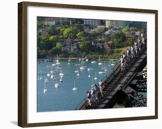 Bridge Climbers on Sydney Harbor Bridge, Sydney, Australia-David Wall-Framed Photographic Print