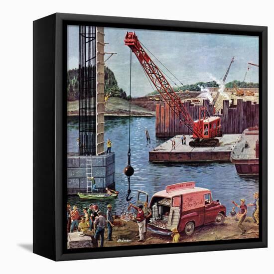 "Bridge Construction", March 9, 1957-Ben Kimberly Prins-Framed Premier Image Canvas