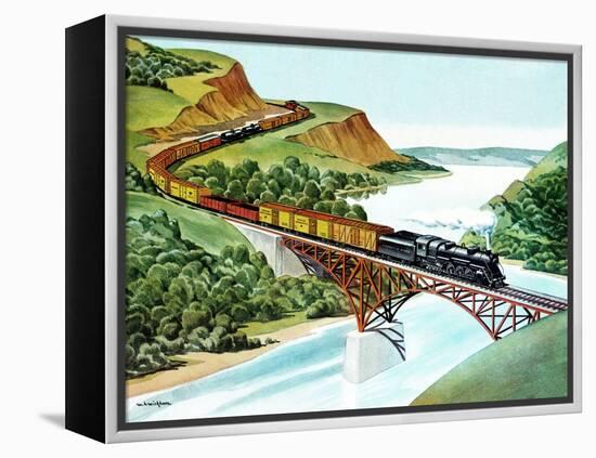 Bridge Crossing - Jack & Jill-Wilmer H. Wickham-Framed Premier Image Canvas