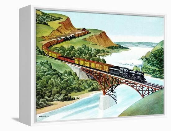 Bridge Crossing - Jack & Jill-Wilmer H. Wickham-Framed Premier Image Canvas