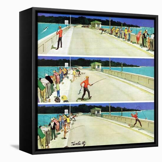 "Bridge Fishing", August 8, 1959-Thornton Utz-Framed Premier Image Canvas