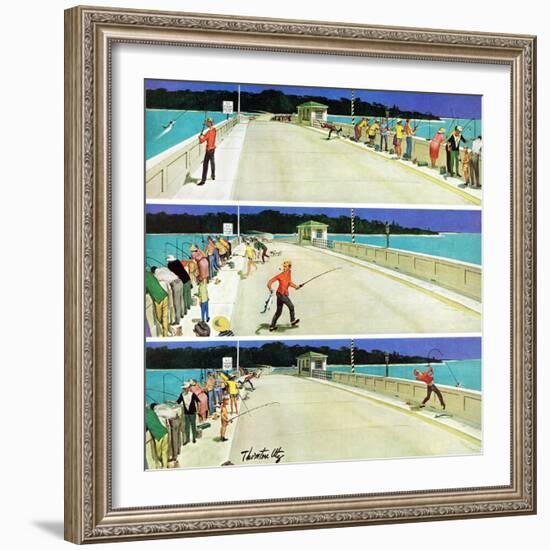 "Bridge Fishing", August 8, 1959-Thornton Utz-Framed Giclee Print