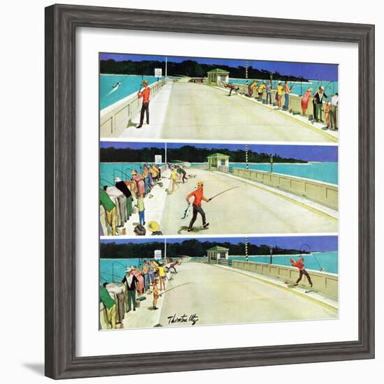 "Bridge Fishing", August 8, 1959-Thornton Utz-Framed Giclee Print