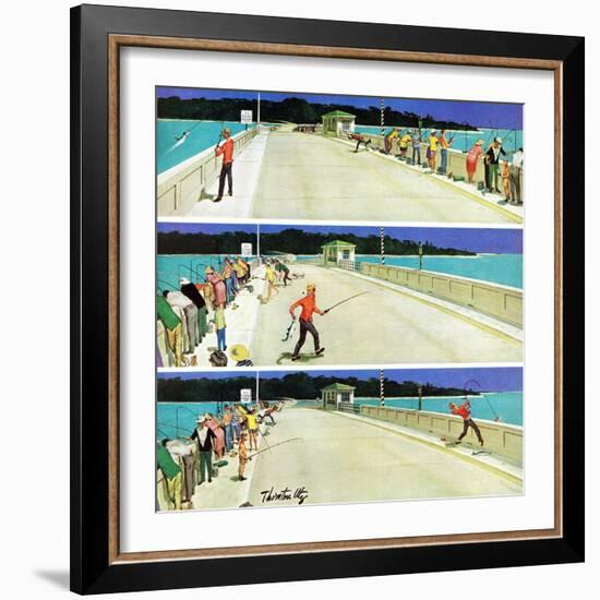 "Bridge Fishing", August 8, 1959-Thornton Utz-Framed Giclee Print