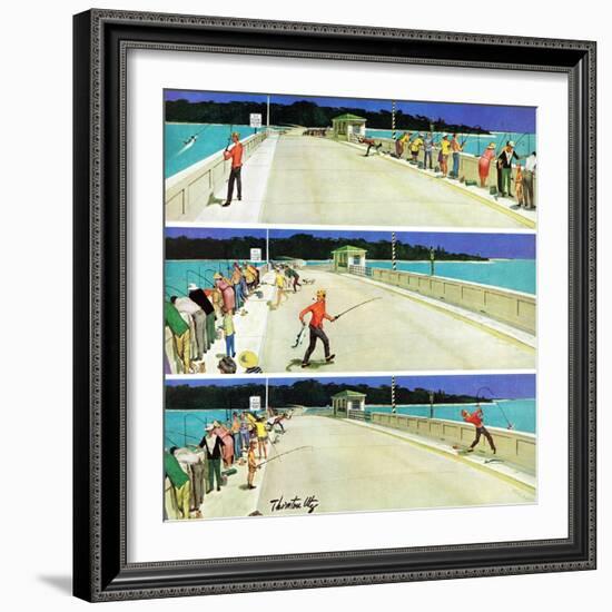 "Bridge Fishing", August 8, 1959-Thornton Utz-Framed Giclee Print