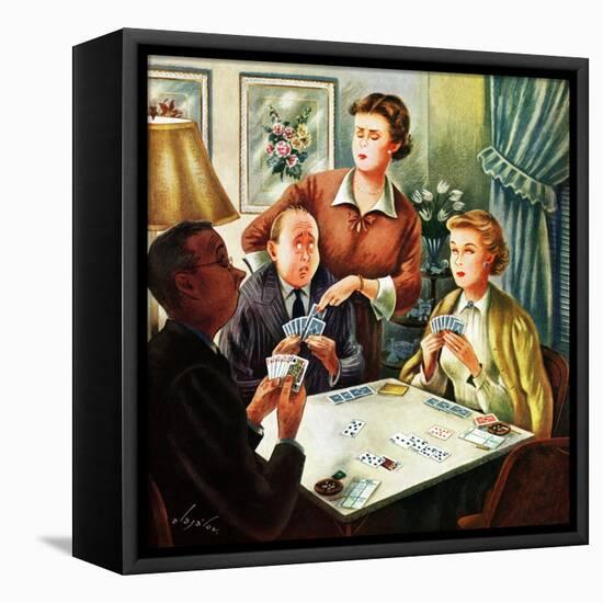 "Bridge Game", October 14, 1950-Constantin Alajalov-Framed Premier Image Canvas