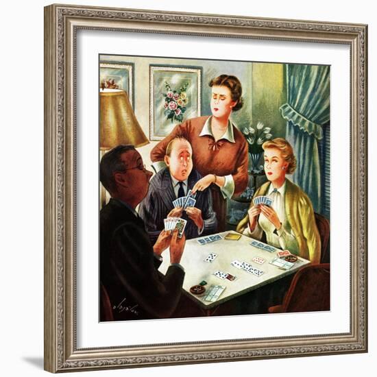 "Bridge Game", October 14, 1950-Constantin Alajalov-Framed Giclee Print