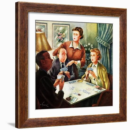 "Bridge Game", October 14, 1950-Constantin Alajalov-Framed Giclee Print