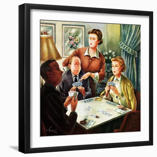 "Bridge Game", October 14, 1950-Constantin Alajalov-Framed Giclee Print