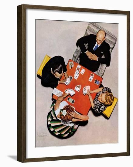 "Bridge Game" or "Playing Cards", May 15,1948-Norman Rockwell-Framed Giclee Print