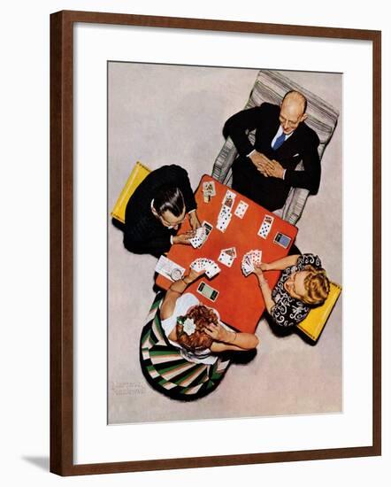 "Bridge Game" or "Playing Cards", May 15,1948-Norman Rockwell-Framed Giclee Print