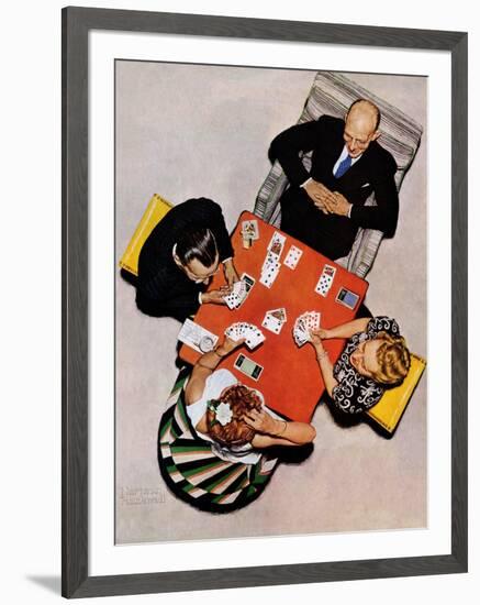 "Bridge Game" or "Playing Cards", May 15,1948-Norman Rockwell-Framed Giclee Print