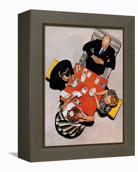 "Bridge Game" or "Playing Cards", May 15,1948-Norman Rockwell-Framed Premier Image Canvas