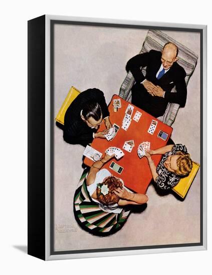 "Bridge Game" or "Playing Cards", May 15,1948-Norman Rockwell-Framed Premier Image Canvas