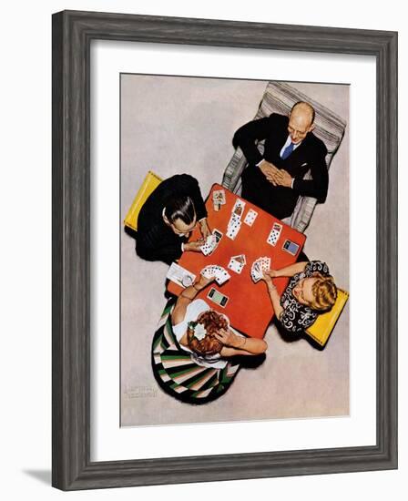 "Bridge Game" or "Playing Cards", May 15,1948-Norman Rockwell-Framed Giclee Print