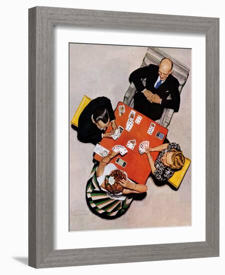 "Bridge Game" or "Playing Cards", May 15,1948-Norman Rockwell-Framed Giclee Print