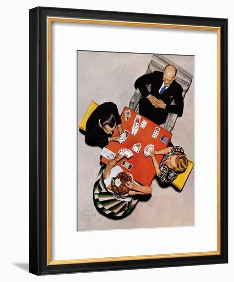 "Bridge Game" or "Playing Cards", May 15,1948-Norman Rockwell-Framed Giclee Print