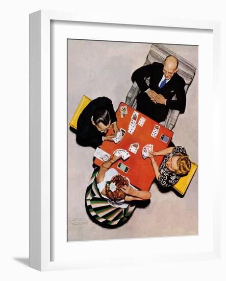"Bridge Game" or "Playing Cards", May 15,1948-Norman Rockwell-Framed Giclee Print